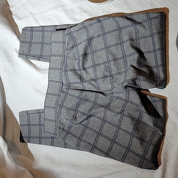 LOFT Gray Navy Blue Plaid Ankle Pants Slim Fit Size Small Mint Condition - Picture 6 of 7